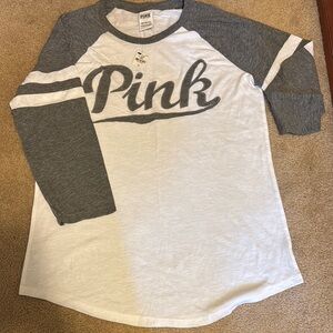 PINK Victoria's Secret Kids Raglan Shirt - Gray and White